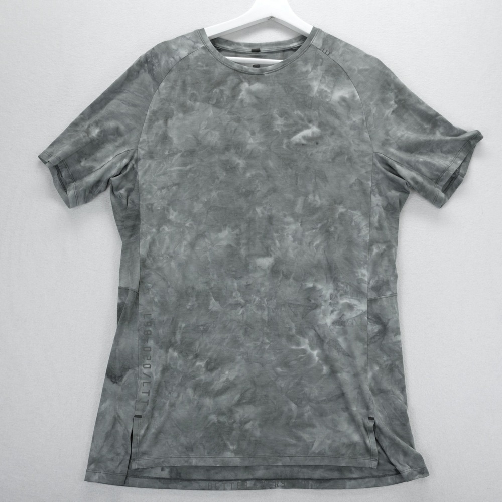 Lululemon Always Agile Short Sleeve Shirt Large Grey Tie‎ Dye Cloud Wash LTT